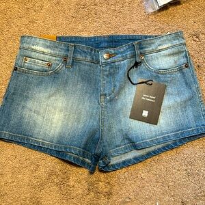 Insight 51 Denim High Low Bleach Low Rider Shorts NWT